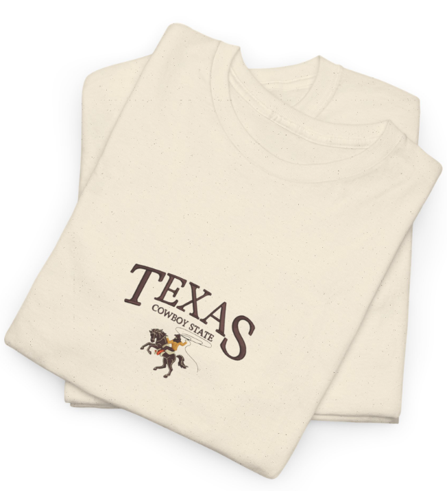 Texas Cowboy State Embroidered T-Shirt