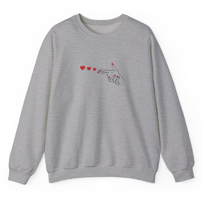 Hearts Finger Shooter Embroidered Sweatshirt