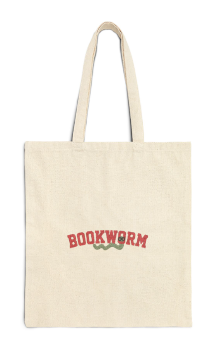 Bookworm Embroidered Tote Bag
