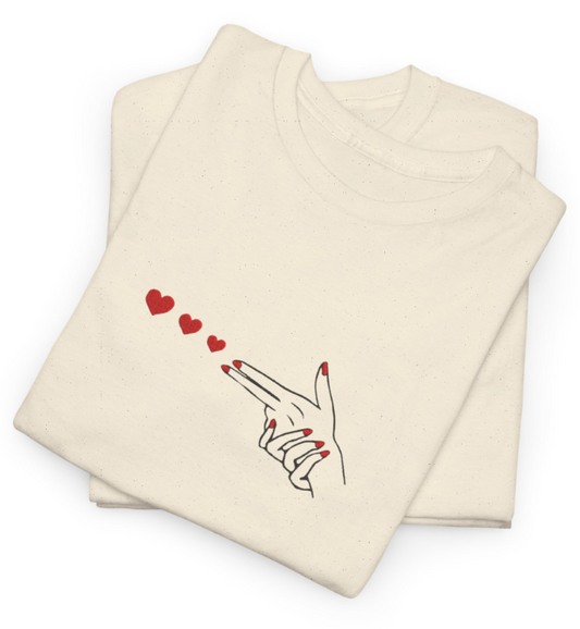 Heart Finger Shooter Embroidered T-Shirt