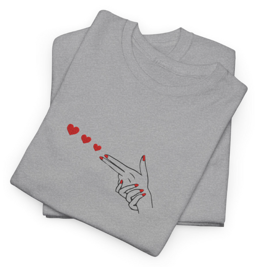 Heart Finger Shooter Embroidered T-Shirt