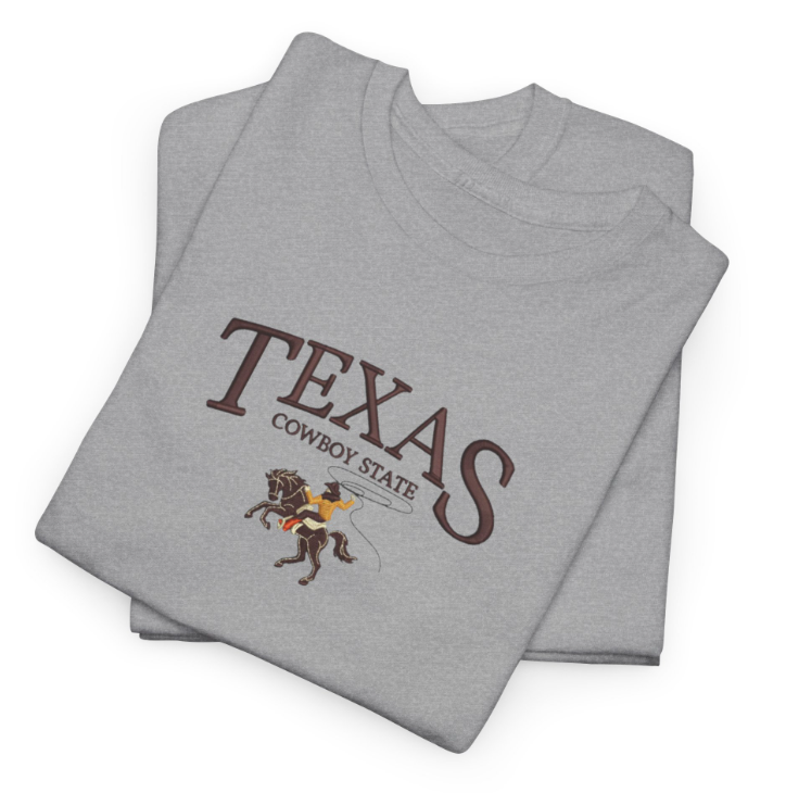 Texas Cowboy State Embroidered T-Shirt