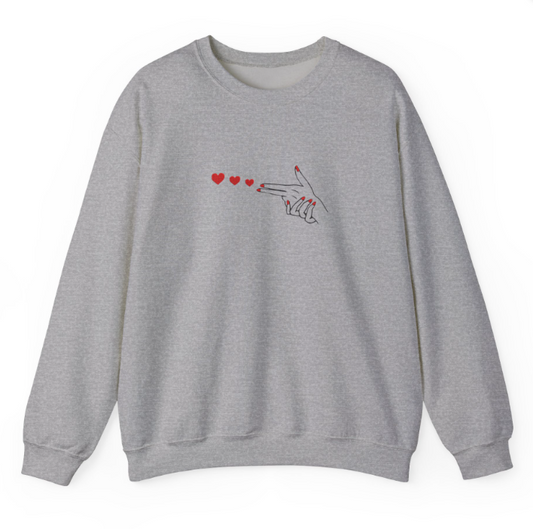 Hearts Finger Shooter Embroidered Sweatshirt
